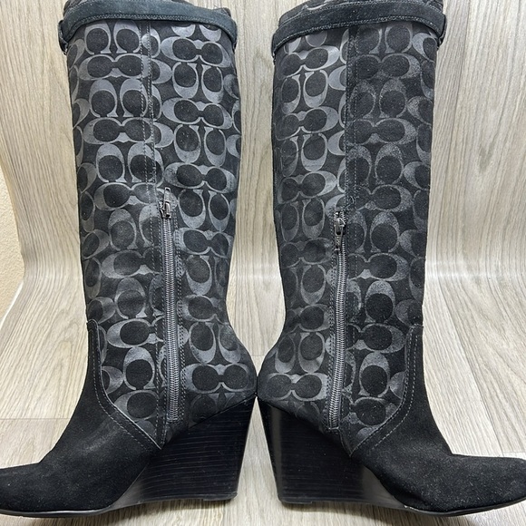 Coach Angie black suede signature tall boots - Picture 3 of 8